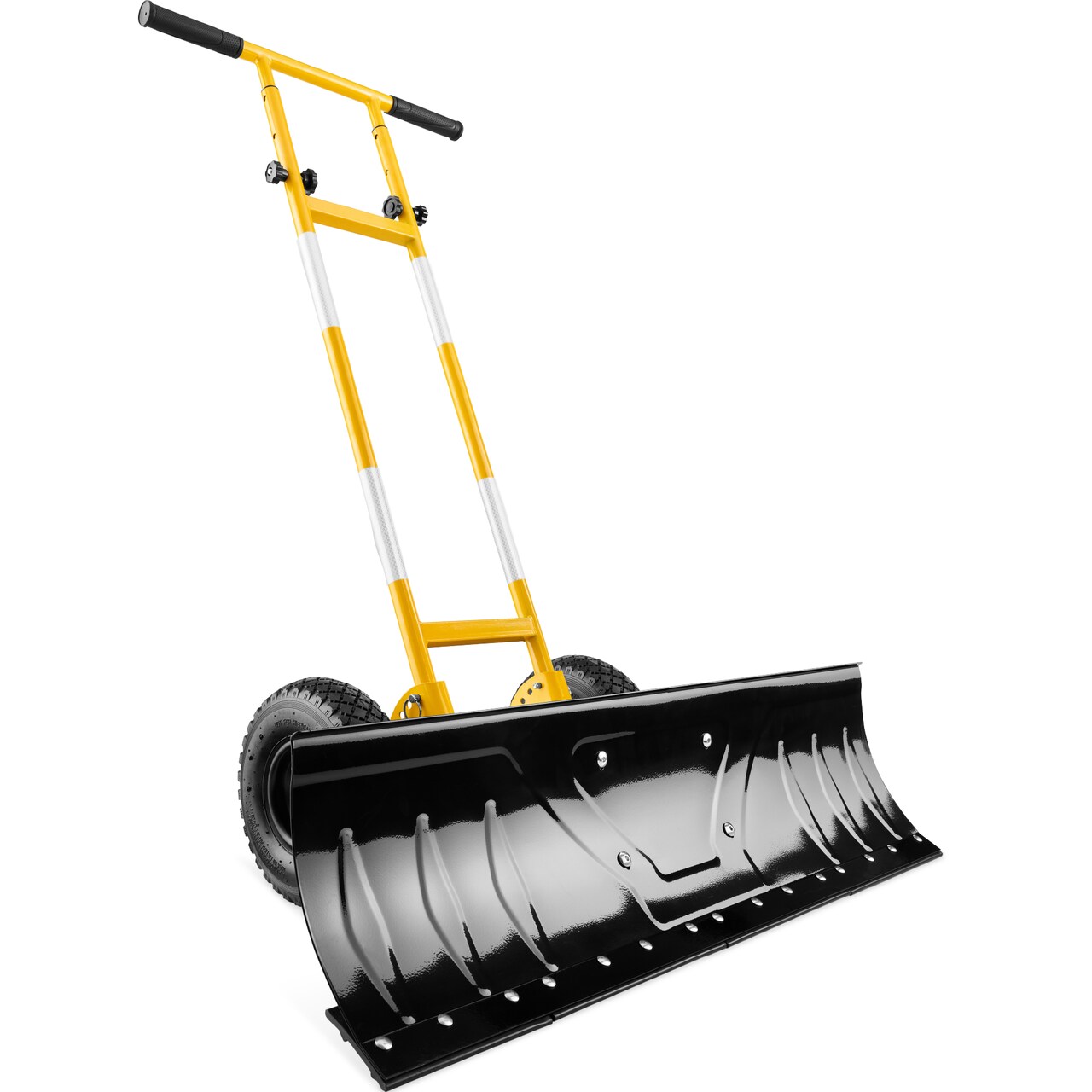 Best Choice Products 36in Hand Snow Pusher w/ 2 Wheels, Adjustable Handle, Blade Angle, Reflective Tape